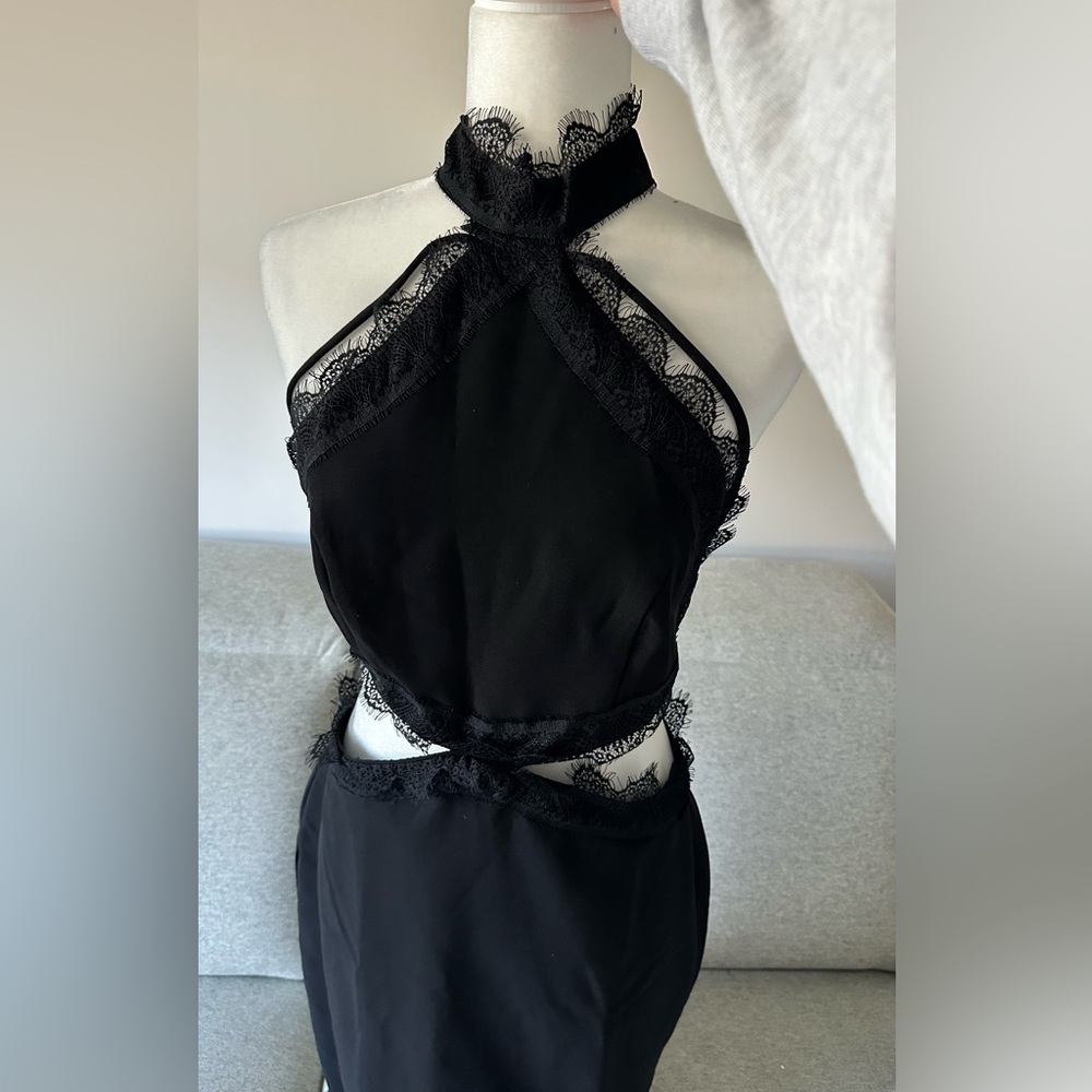 Fashion Nova Black Lace Trim Chemise